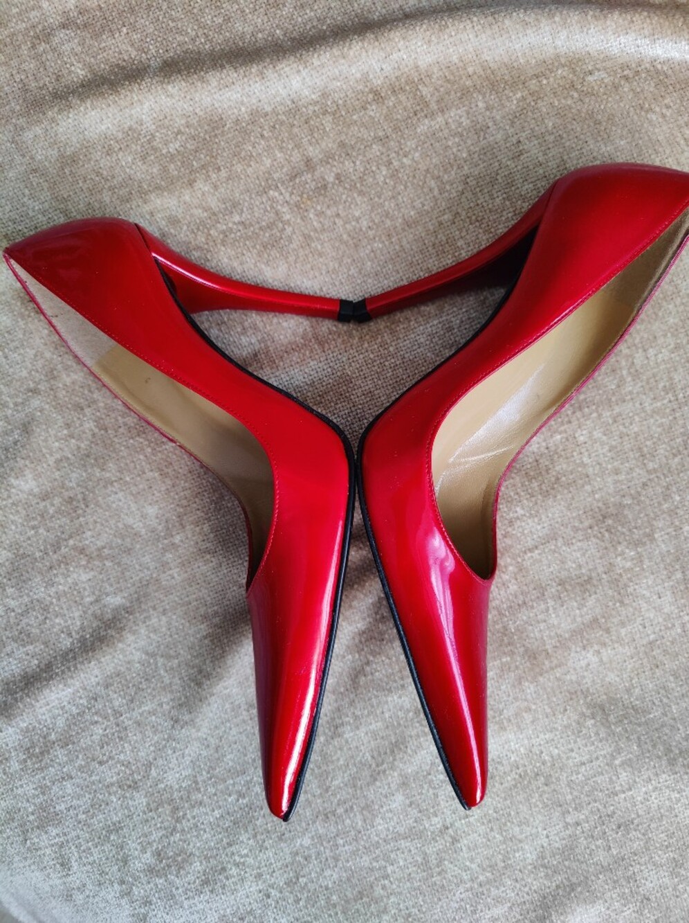 Stuart Weitzman Red Patent Leather Pointed-Toe Stiletto Pumps, 6.5 - Picture 7 of 15